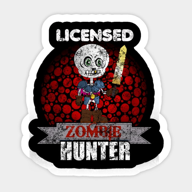 Vintage Licensed Zombie Hunter Skeleton Halloween Sticker by theperfectpresents